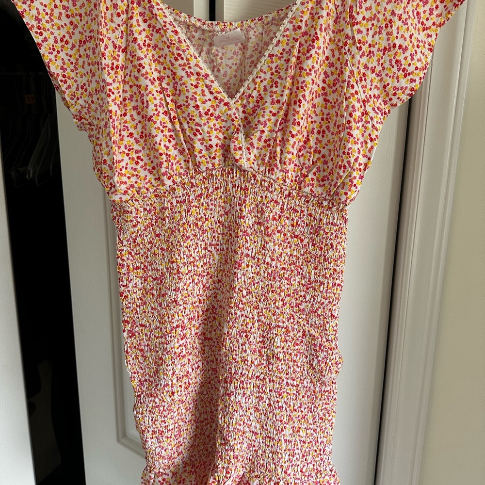 No Boundaries White Floral Top with Pink & Yellow Blossoms